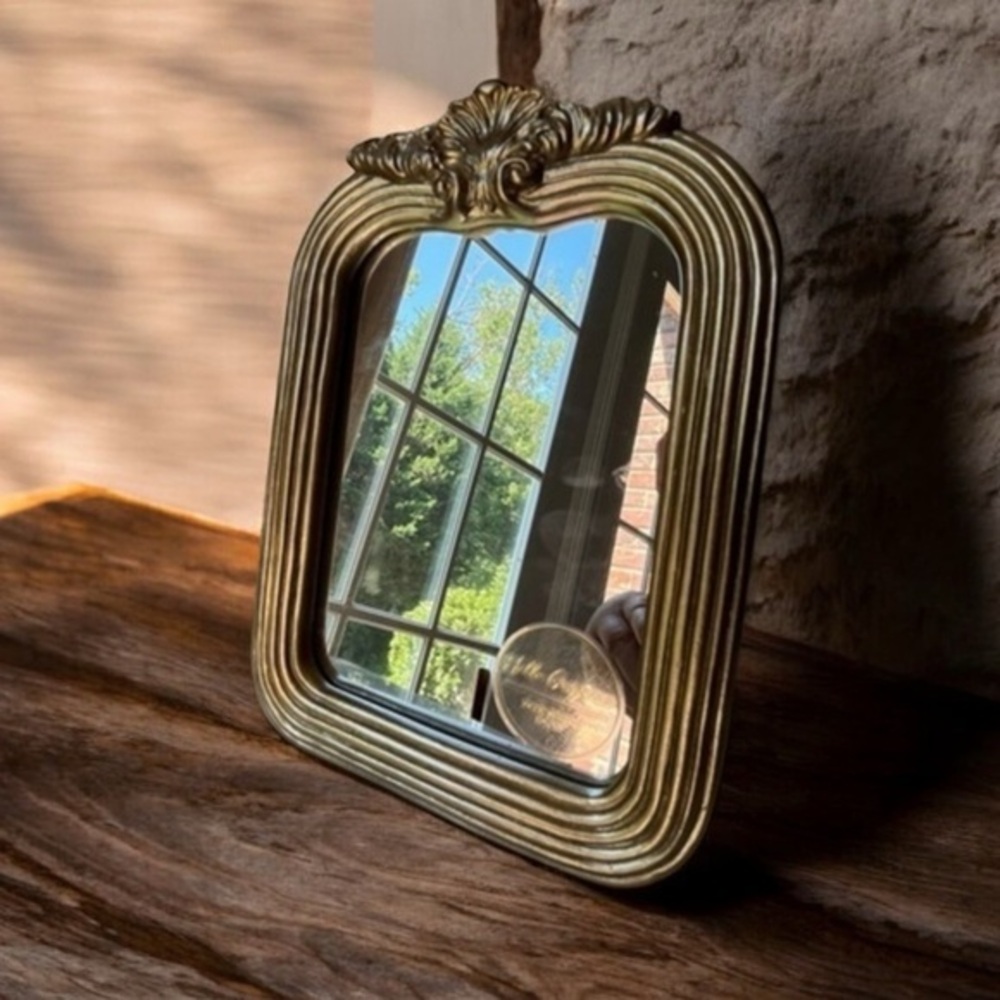 ORNATE Gold Easel Back Table Top Easel Mirror 9”x6.5”